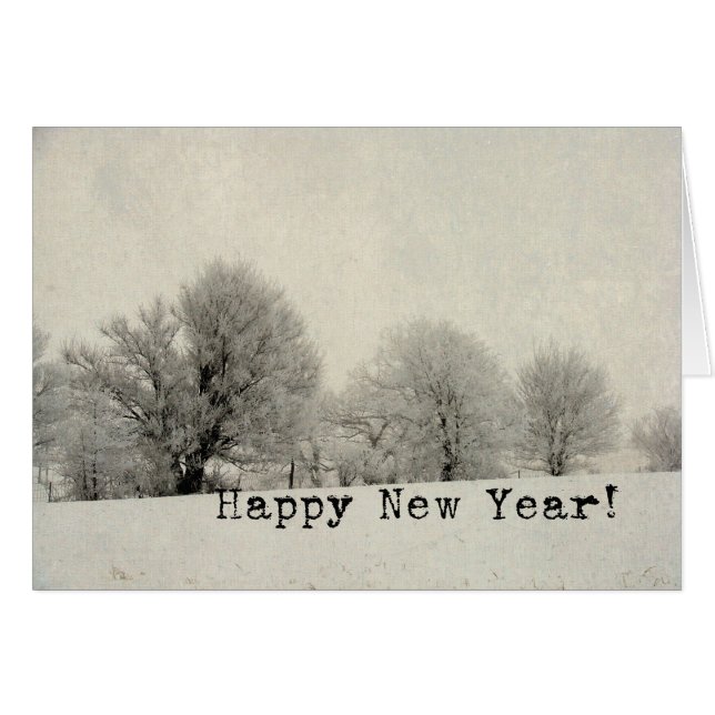 Frosty Morning Scene, Happy New Year (Front Horizontal)