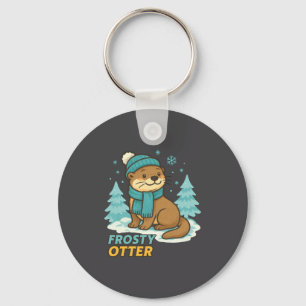 Frosty Otter Winter Charm Art Long Sleeve  Key Ring