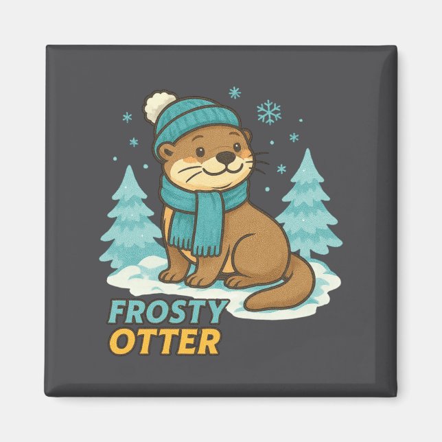 Frosty Otter Winter Charm Art Long Sleeve  Magnet (Front)