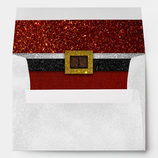 Frosty Outside Red Glitter Inside Christmas Party Envelope (Back (Bottom))
