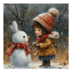 Frosty Paws: A Bit of Whimsy Bunny Poster