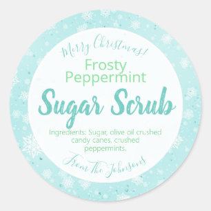 Frosty Peppermint Christmas Sugar Scrub Labels