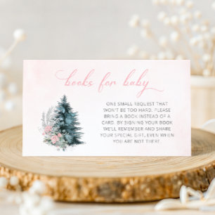 Frosty Pink Winter Books for Baby Baby Shower Enclosure Card