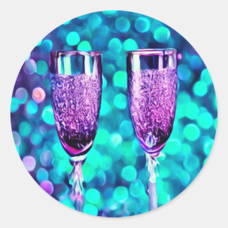 Frosty Purple Champagne Classic Round Sticker