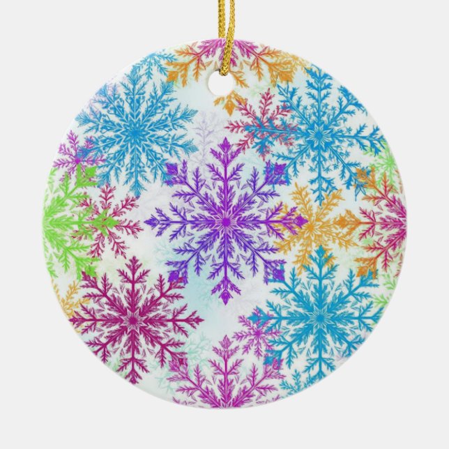Frosty Rainbow Flakes — Bright Winter Ornament (Front)