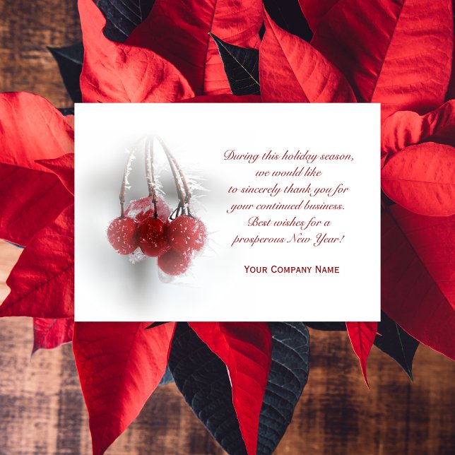 Frosty Red Berries Business Christmas Holiday Card (Creator Uploaded)