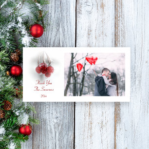 Frosty Red Berries Thank You Card