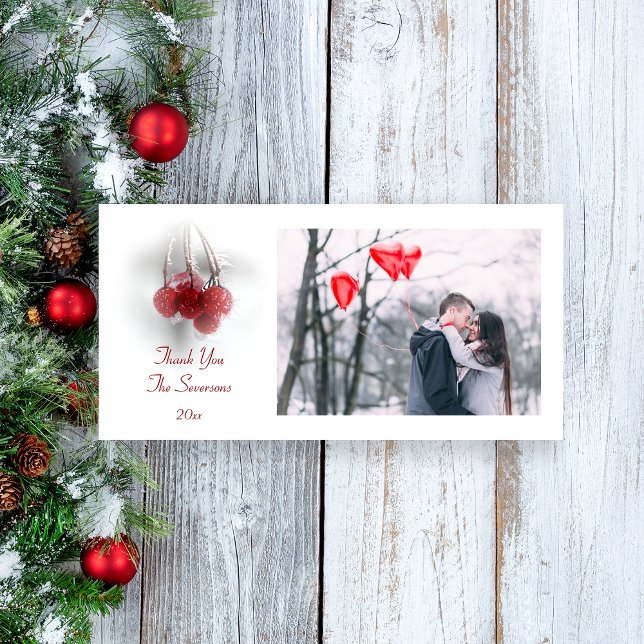 Frosty Red Berries Thank You Card (Creator Uploaded)