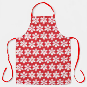 Frosty red North Pole snowflakes   sparkling snow  Apron