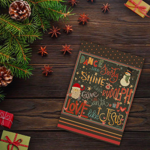 Frosty Rudolph Santa Jesus Christmas  Card