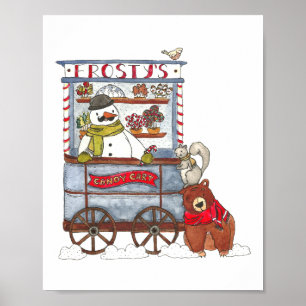 Frosty’s Candy Cart – Cute Holiday Snowman Poster