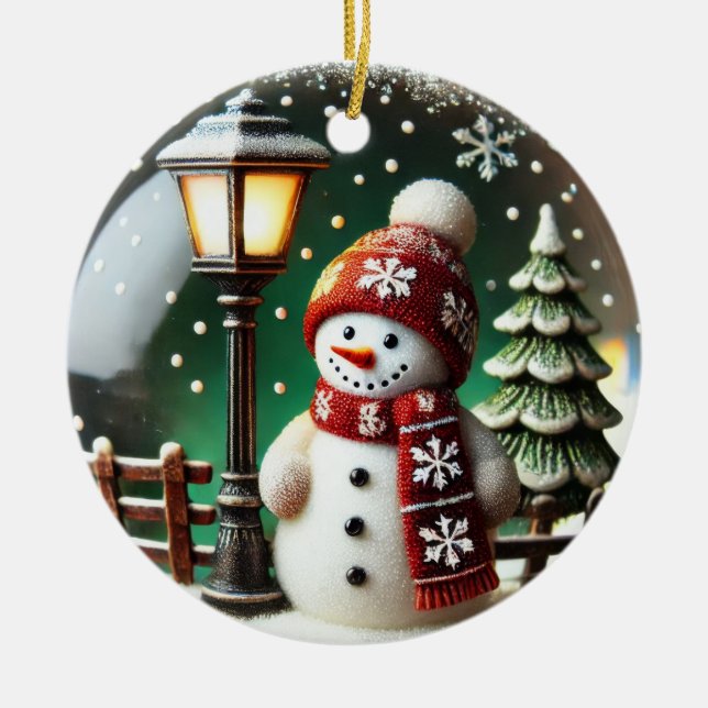 Frosty Snow Globe Ceramic Ornament (Front)