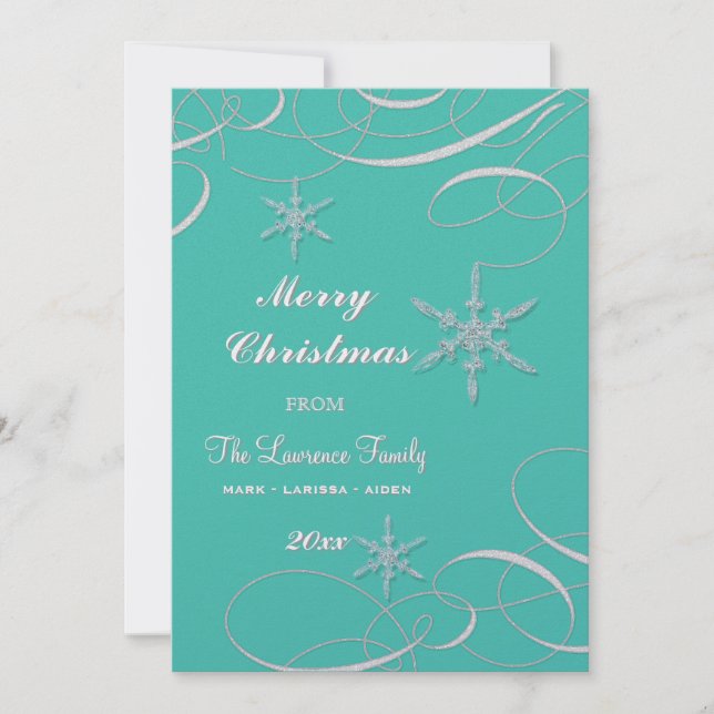 Frosty Snowflake Christmas Photo Greeting Cards (Front)