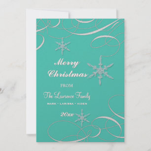 Frosty Snowflake Christmas Photo Greeting Cards