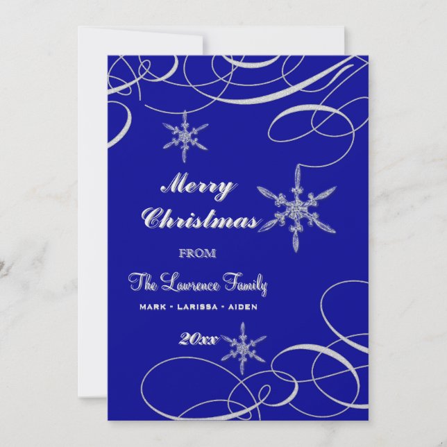 Frosty Snowflake Christmas Photo Greeting Cards (Front)