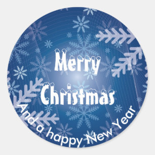 Frosty snowflake Merry Christmas Classic Round Sticker