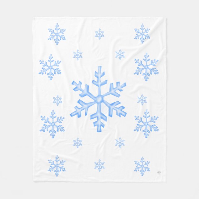 Frosty Snowflake Pattern Throw Fleece Blanket (Front)