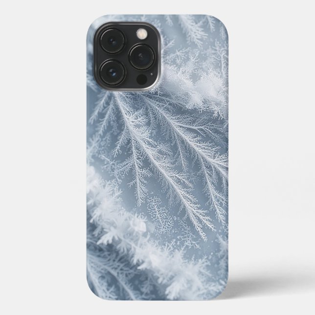 Frosty Snowflakes on a Frozen Surface in Winter iPhone Case (Back)