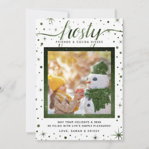 Frosty Snowflakes & Simple Pleasures Green Holiday Card