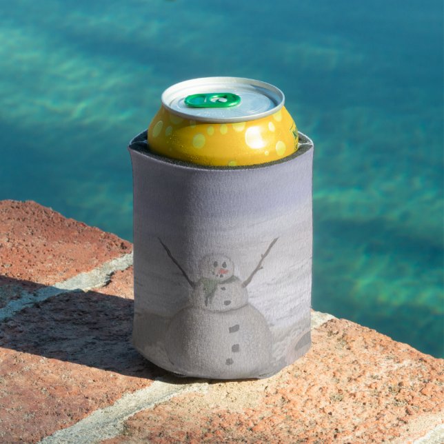 Frosty Snowman At The Beach Can Cooler (In Situ Pool)