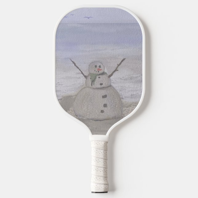 Frosty Snowman At The Beach Pickleball Paddle (Front)