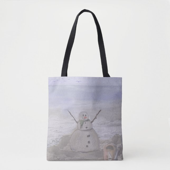 Frosty Snowman At The Beach Tote Bag (Front)