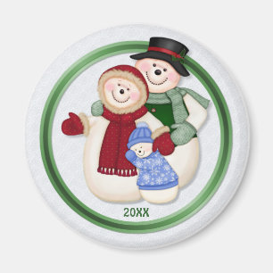 Frosty Snowman Family - Blue Magnet