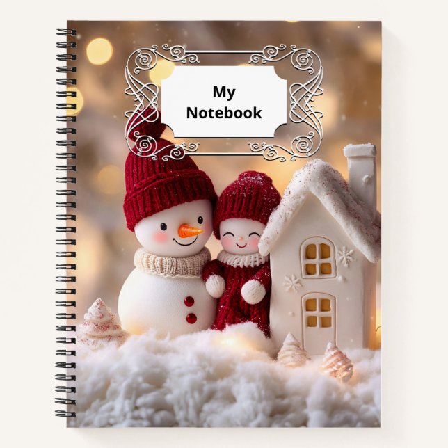 Frosty Snowman Siblings Winter Joy Notebook (Front)