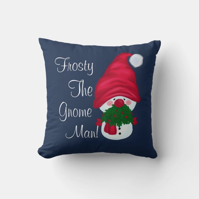 Frosty The Gnome Man Throw Pillow (Front)