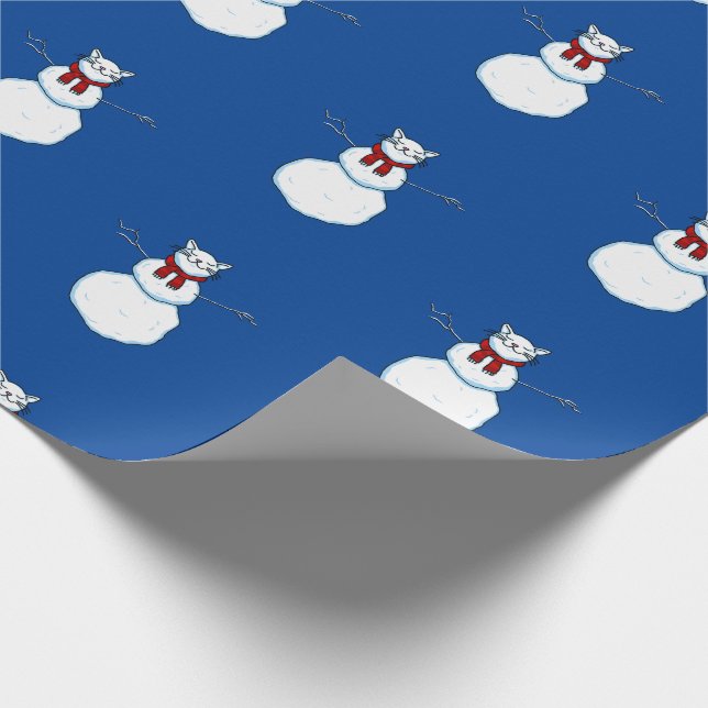 Frosty The Snow Cat - Blue Wrapping Paper (Corner)