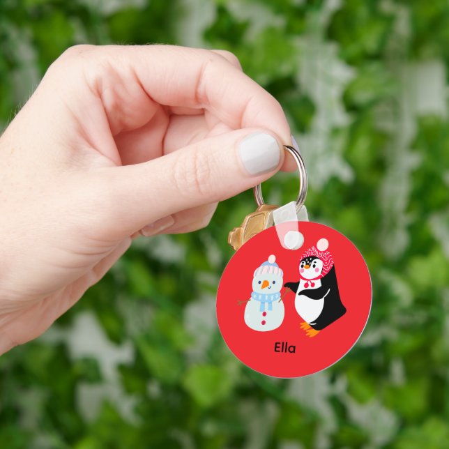 Frosty the Snowman and Penguin Key Ring (Hand)