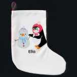 Frosty the Snowman and Penguin Small Christmas Stocking<br><div class="desc">Frosty the Snowman and Penguin are the coolest duo in the winter wonderland! Bringing a delightful blend of warmth, humour, and frosty adventures to the snowy world they call home. Whether they're building snow forts, ice skating, or embarking on heartwarming journeys, Frosty the Snowman and Penguin are a delightful duo...</div>