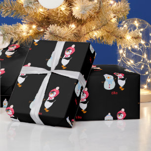 Frosty the Snowman and Penguin Wrapping Paper