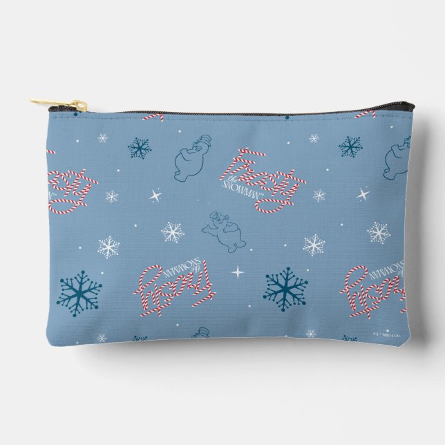 Frosty the Snowman Blue Snowflake Pattern Accessory Pouch (Front)