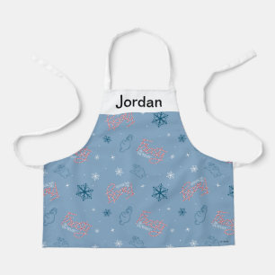 Frosty the Snowman Blue Snowflake Pattern Apron