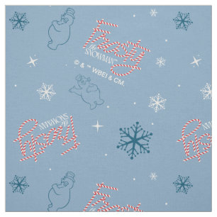Frosty the Snowman Blue Snowflake Pattern Fabric