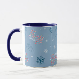 Frosty the Snowman Blue Snowflake Pattern Mug
