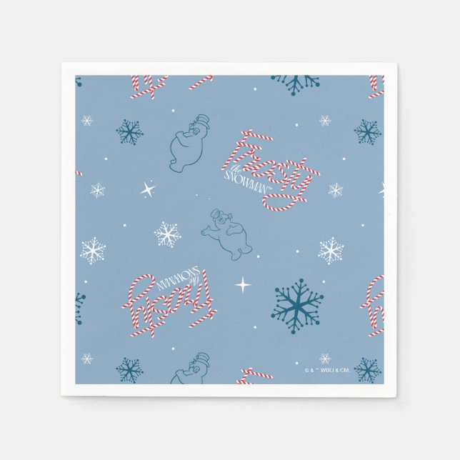Frosty the Snowman Blue Snowflake Pattern Napkin (Front)