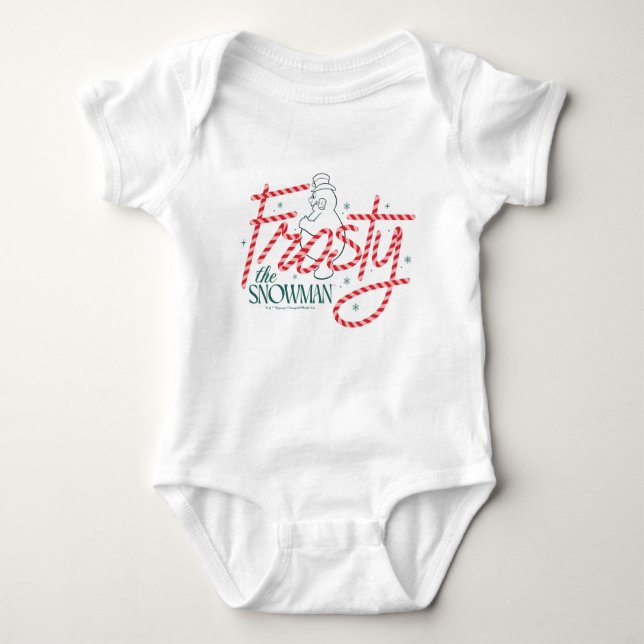 Frosty the Snowman Candy Cane Logo Baby Bodysuit (Front)