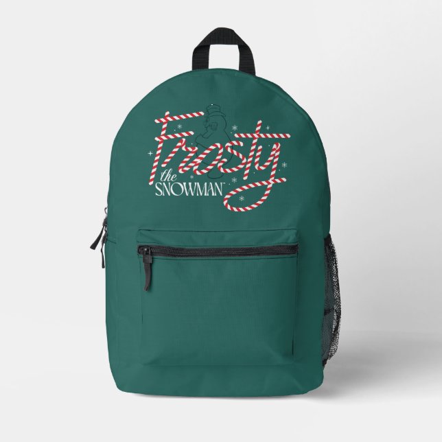 Frosty the Snowman Candy Cane Logo Printed Backpack (Front)