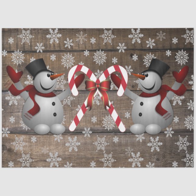 Frosty The Snowman Candy Canes Snowflakes  Tissue Paper (Front)