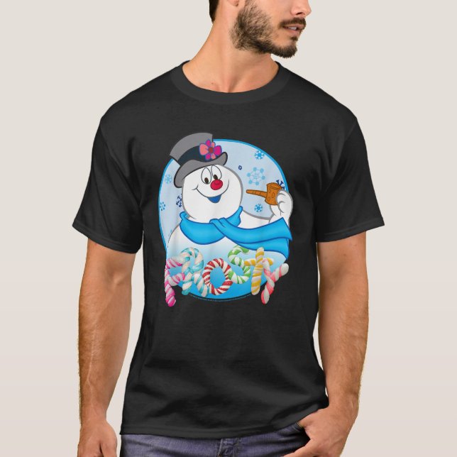 Frosty The Snowman Candy Letters Portrait  T-Shirt (Front)