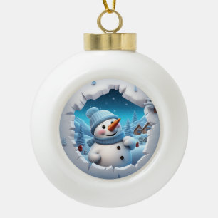 Frosty the Snowman Ceramic Ball Christmas Ornament
