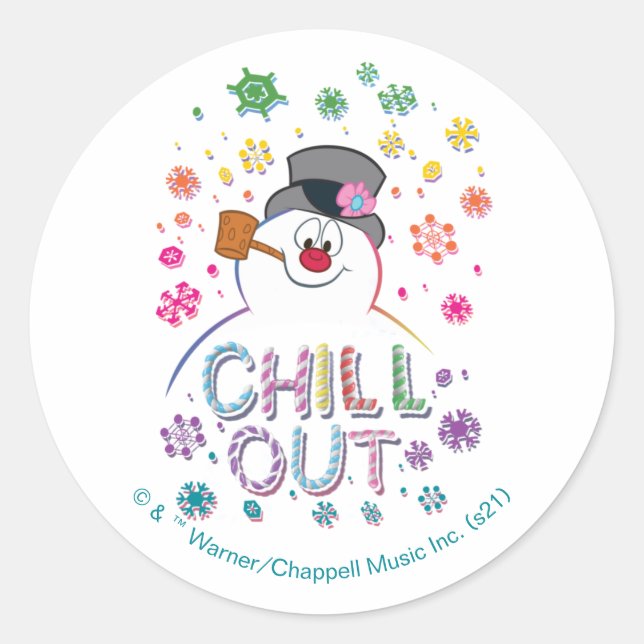 Frosty the Snowman™ | "Chill Out" Rainbow Colours Classic Round Sticker (Front)