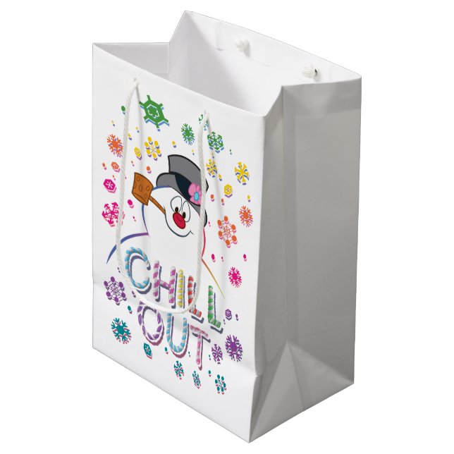 Frosty the Snowman™ | "Chill Out" Rainbow Colours Medium Gift Bag (Front Angled)