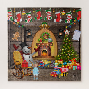 Frosty The Snowman Christmas Tree Stockings Jigsaw Puzzle