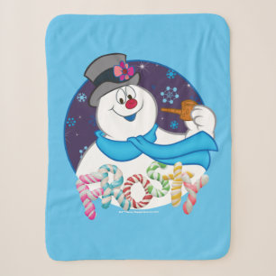 Frosty the Snowman™ Colorful Candy Cane Name Sherpa Blanket