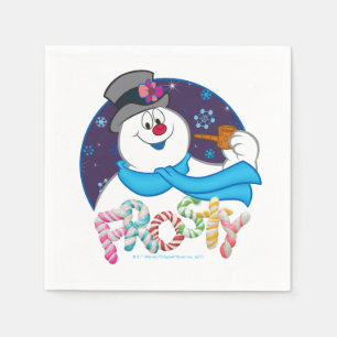 Frosty the Snowman™   Colourful Candy Cane Name Napkin