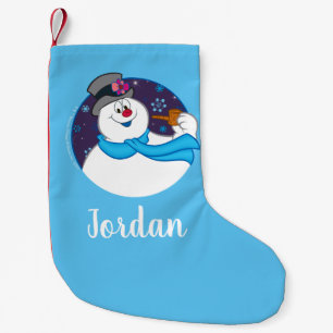 Frosty the Snowman™   Colourful Candy Cane Name Small Christmas Stocking