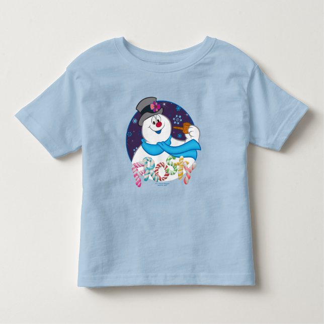 Frosty the Snowman™ | Colourful Candy Cane Name Toddler T-Shirt (Front)